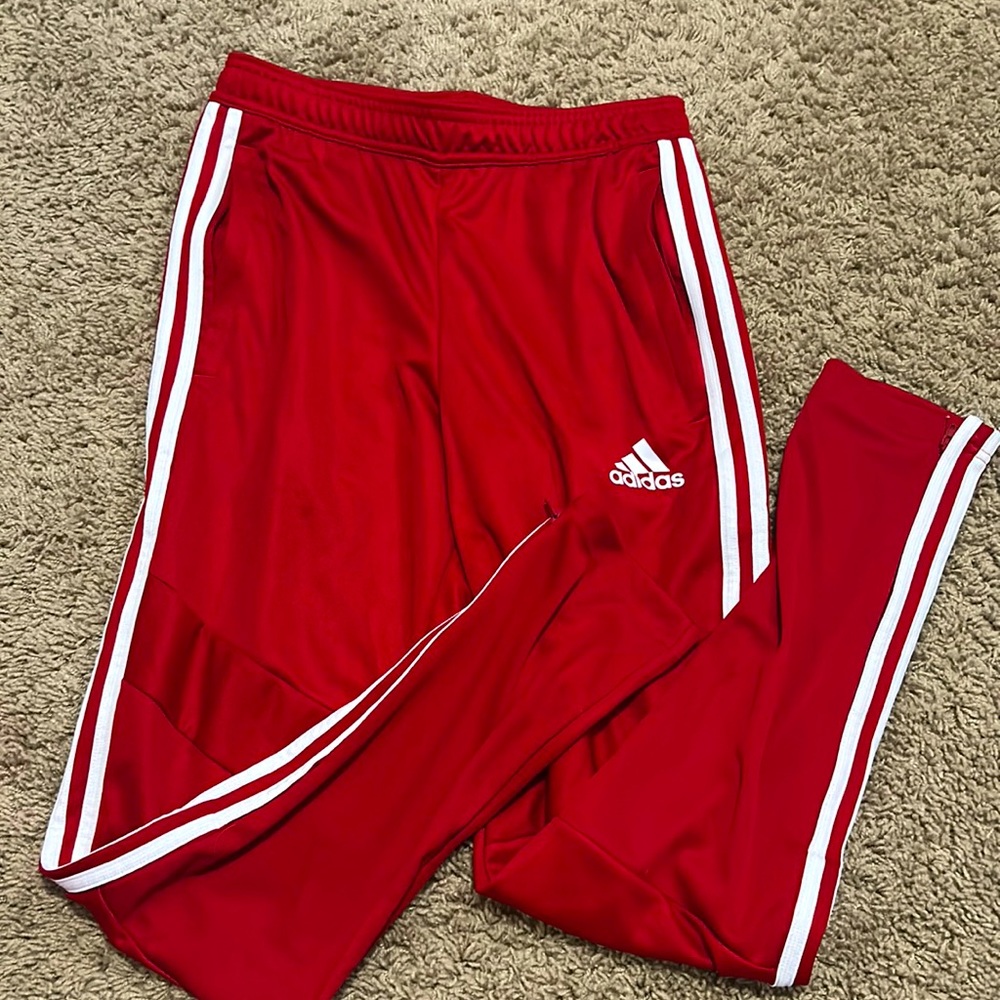 Men’s red adidas track pant